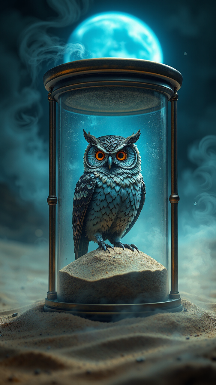 Steampunk owl inside a