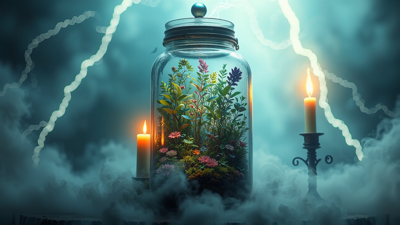 Volumetric lighted botanical garden