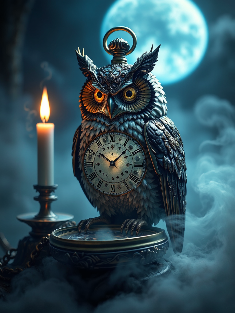 Steampunk-inspired owl with a
