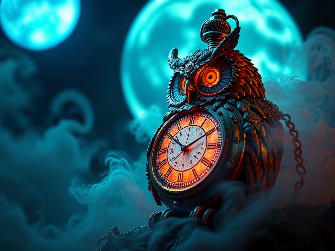 Steampunk owl pocketwatch with