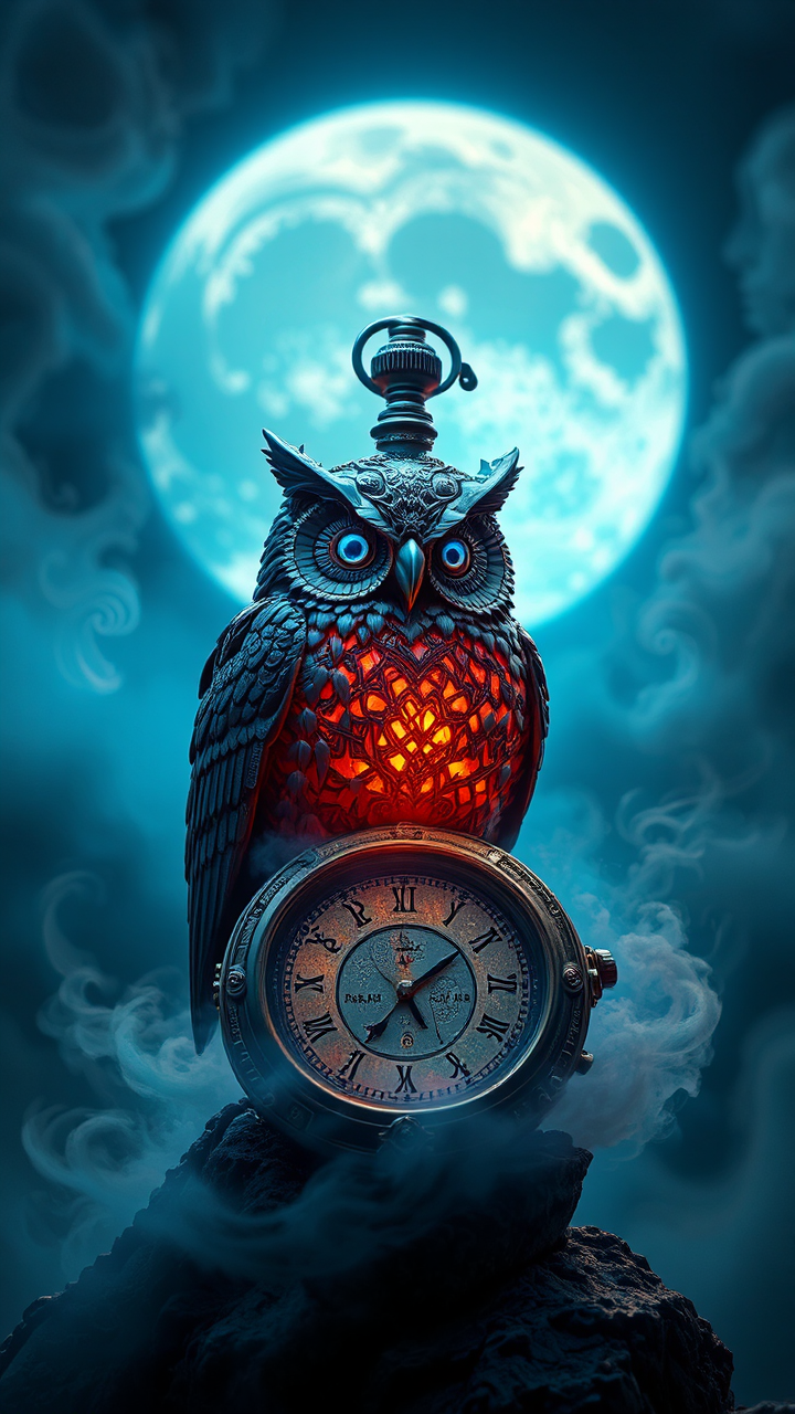 Steampunk owl pocketwatch with