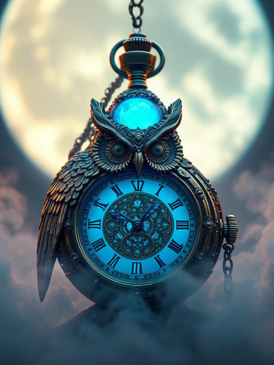 A steampunk-inspired owl pocket