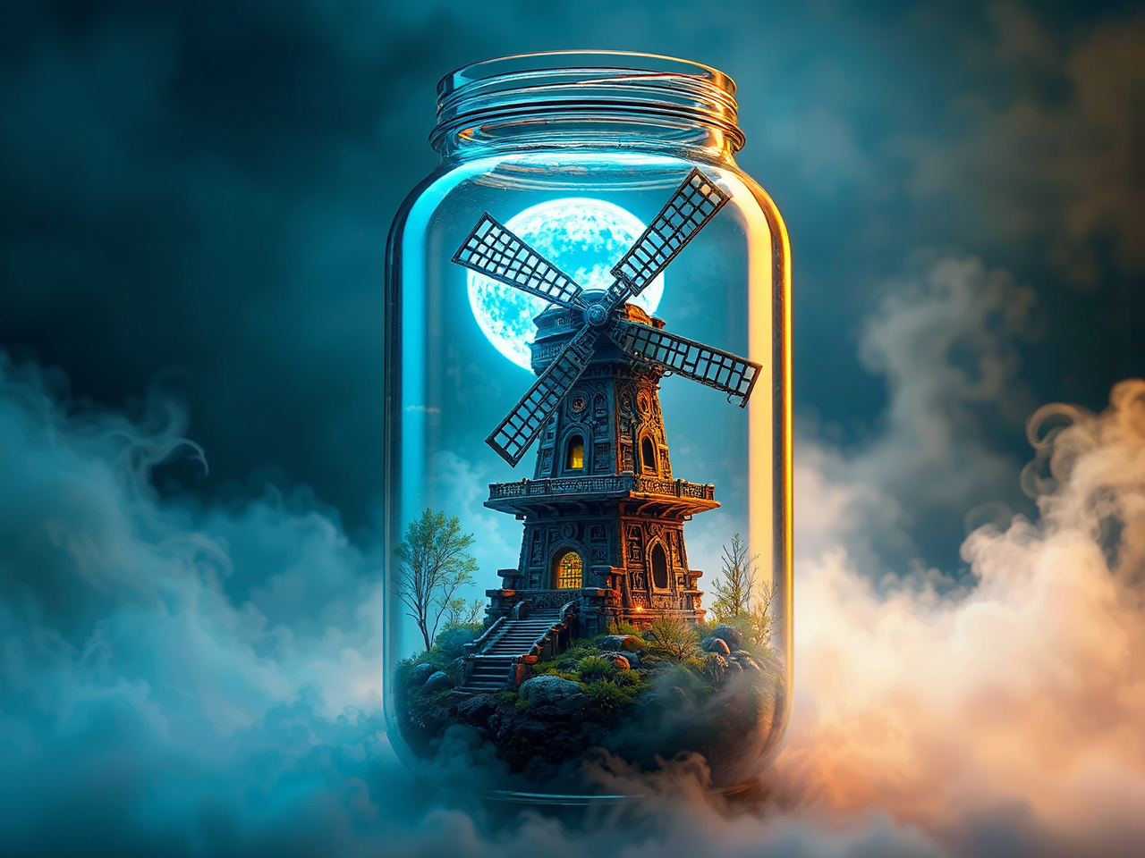 Steampunk Aztec windmill in