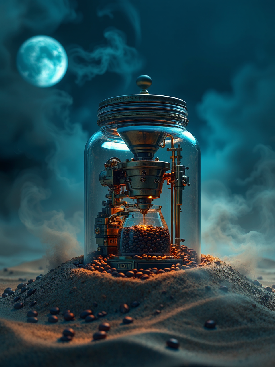 Steampunk coffee machine in