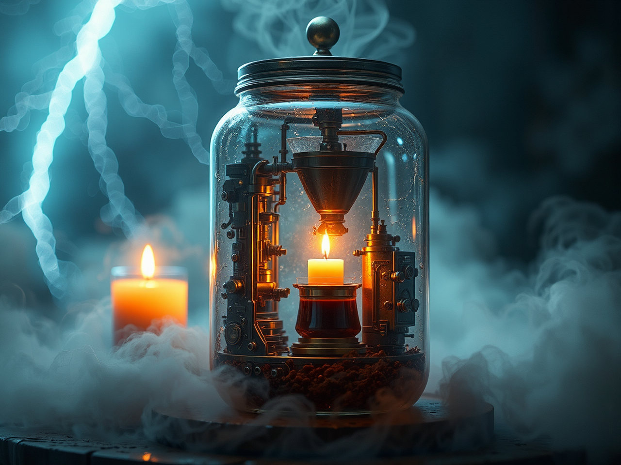 Steampunk coffee machine in