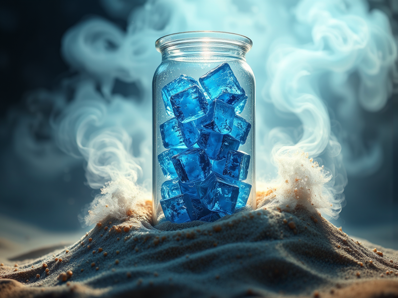 A blue glass jar