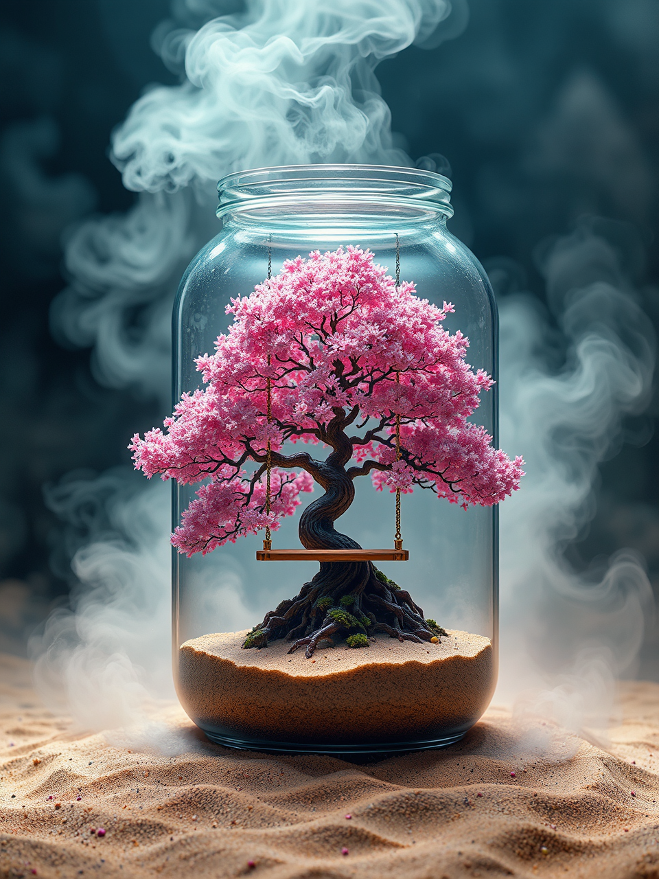 A pink bonsai tree