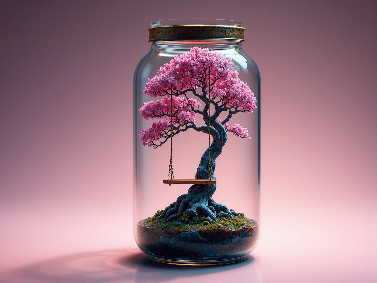 A pink bonsai tree
