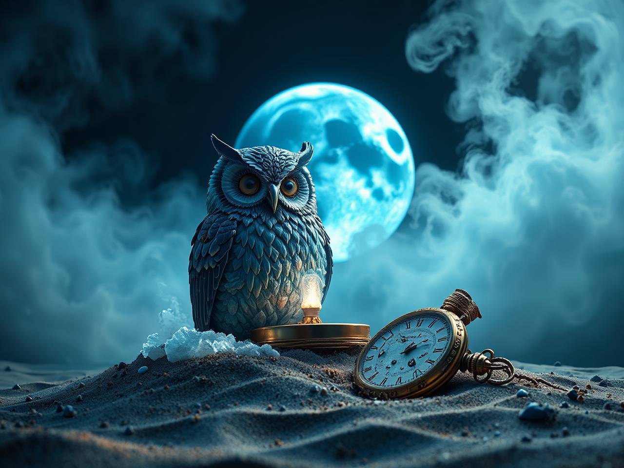 Steampunk owl pocket watch