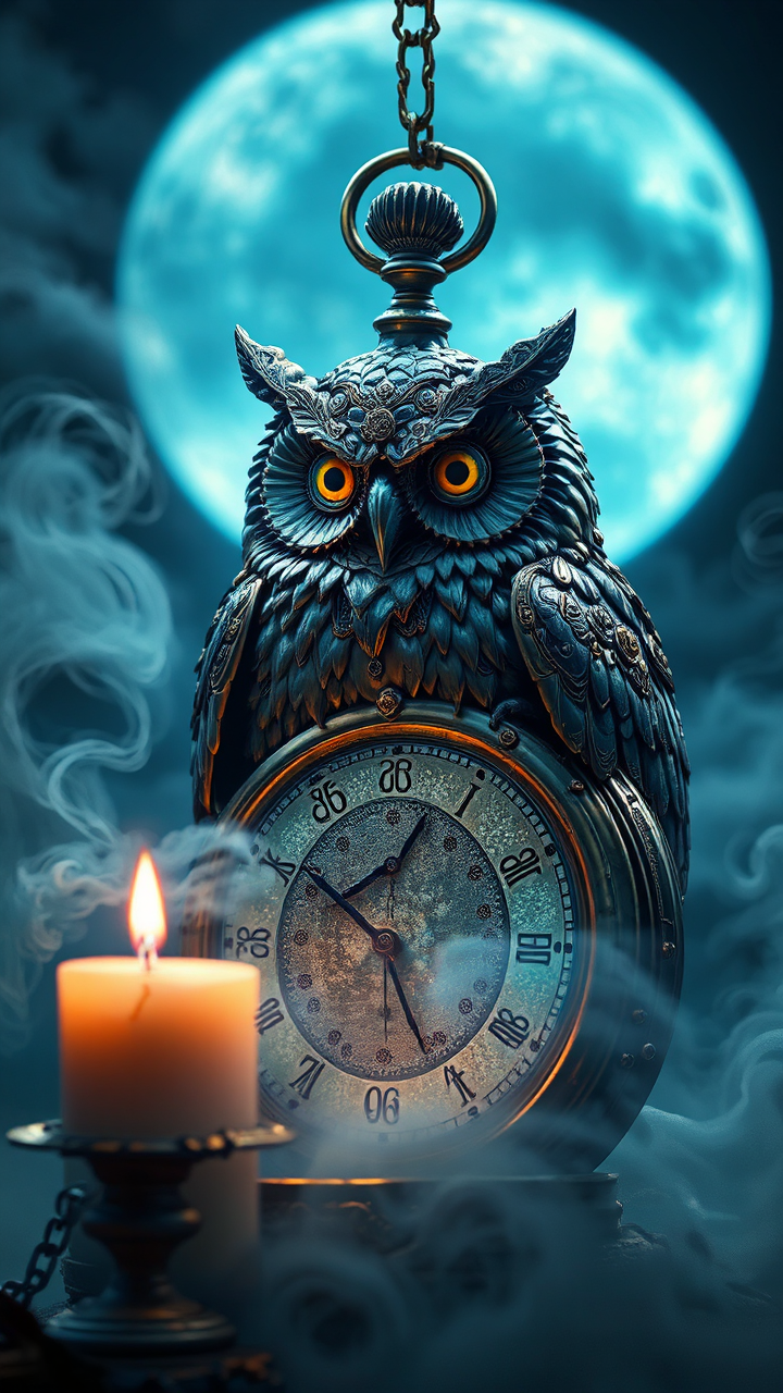 Steampunk owl with intricate