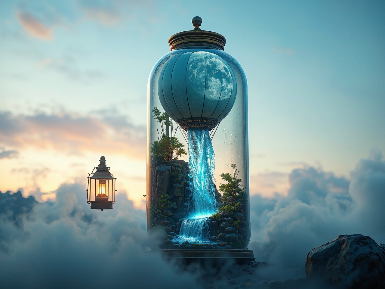 Waterfall in a steampunk