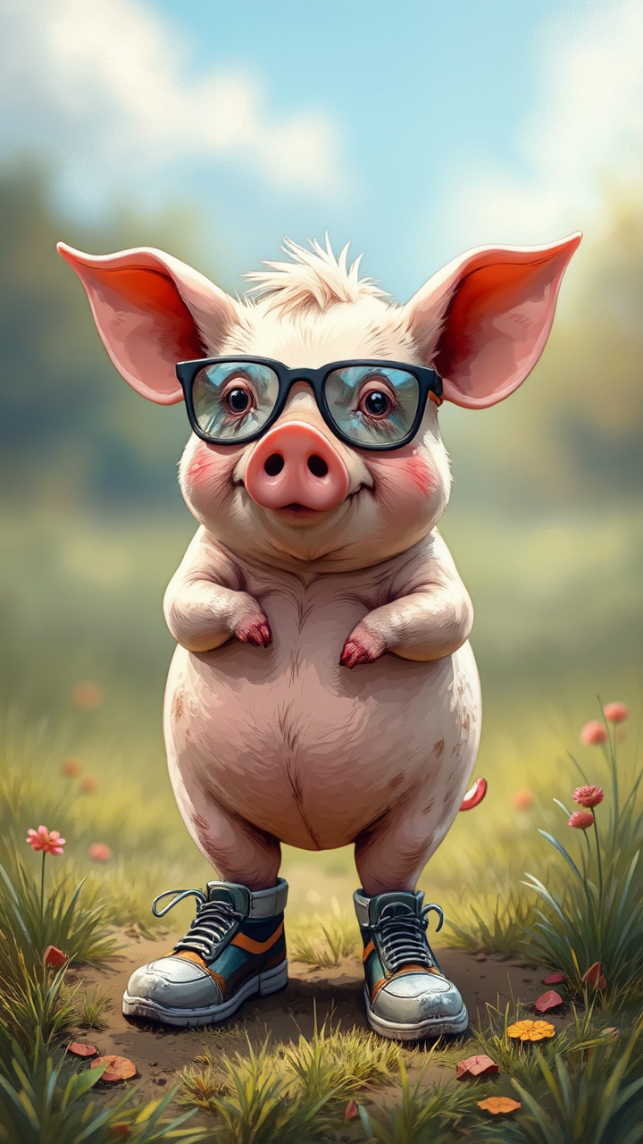 Pig in footwear.