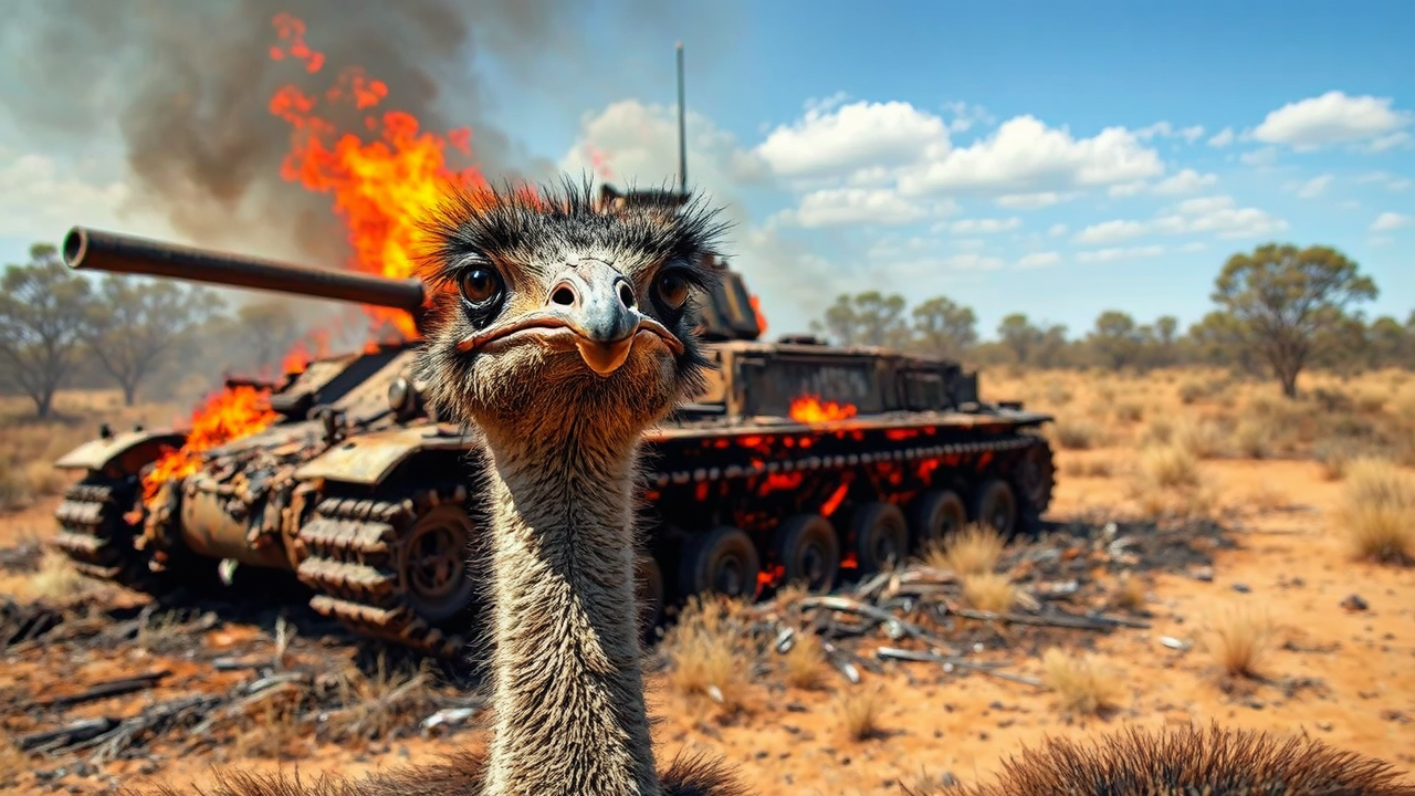 An emu stands next