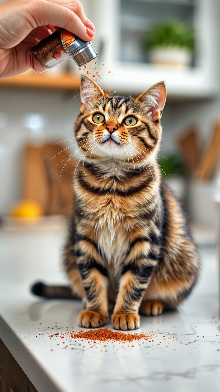Tabby cat on kitchen