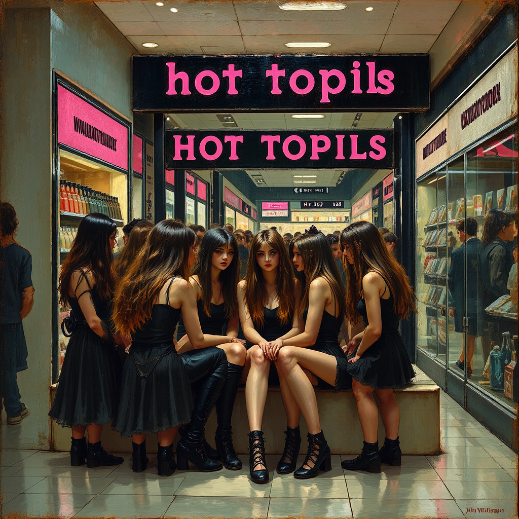 Teenagers gathered outside clothing