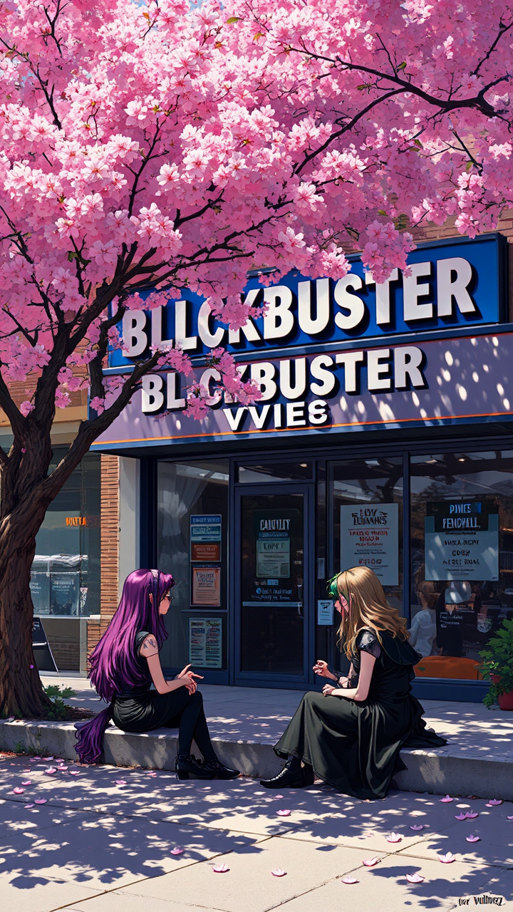 Three people stand under