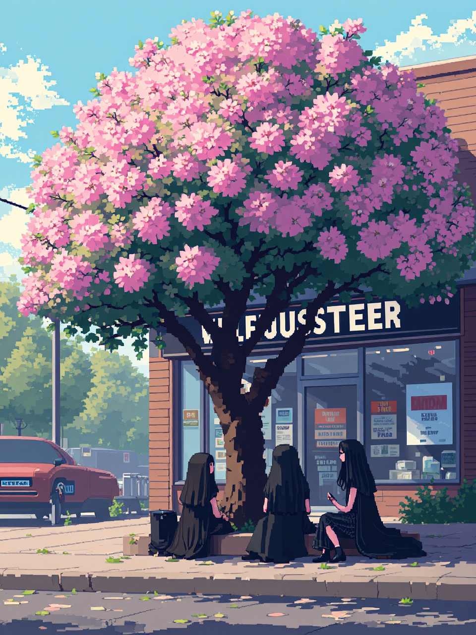 Three goths talk under