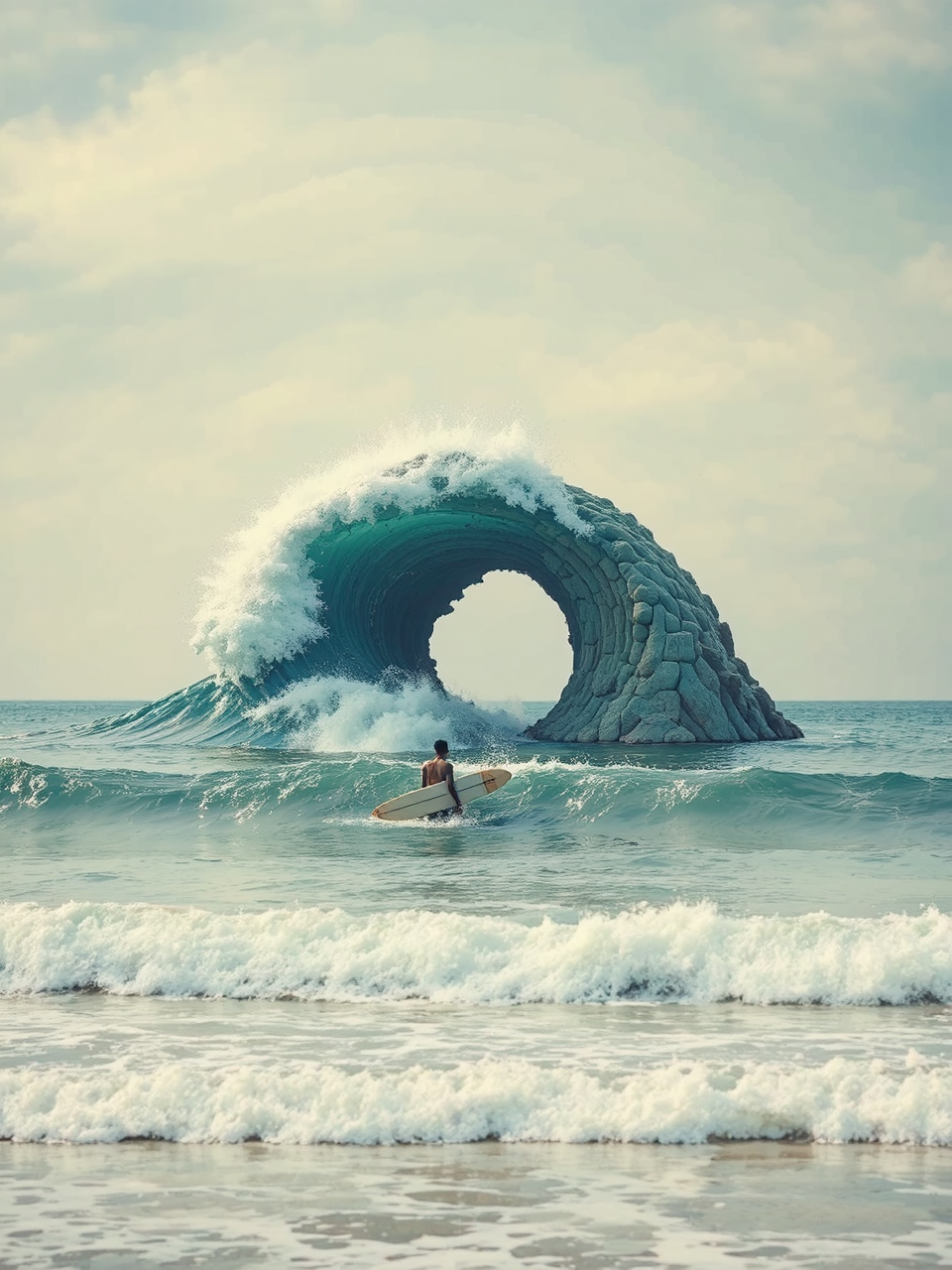 Surfer waits for incoming