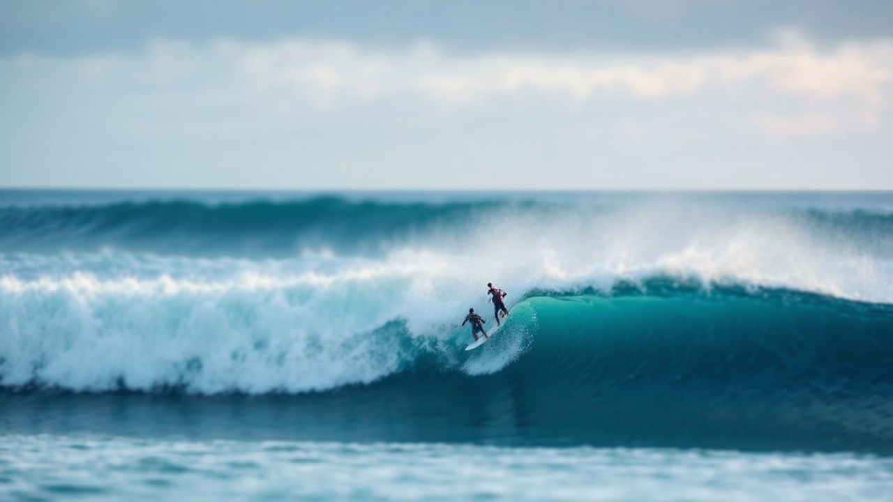 Man riding large wave