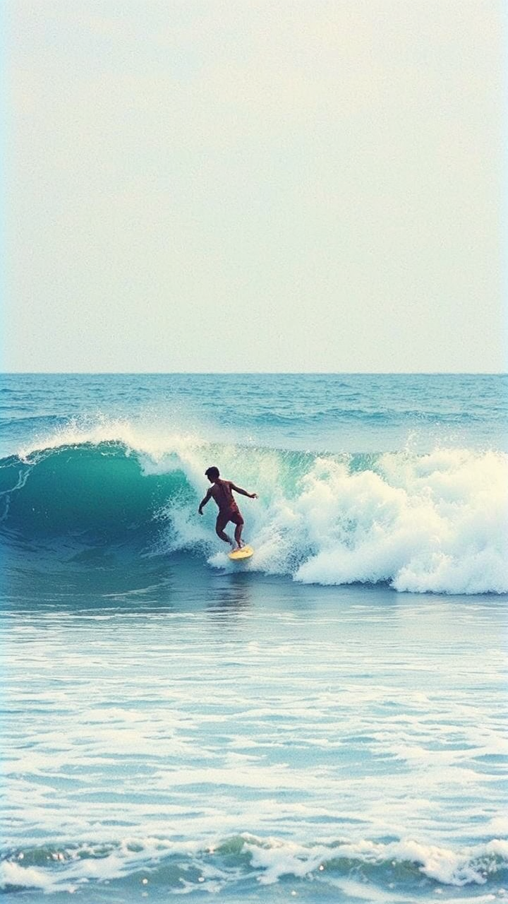 Person surfing on colorful