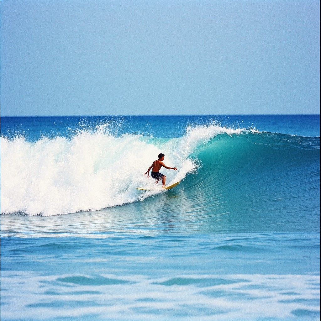 Person surfing in ocean