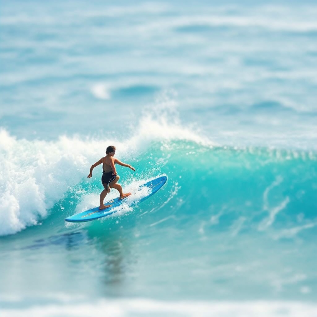 Two people surfing on