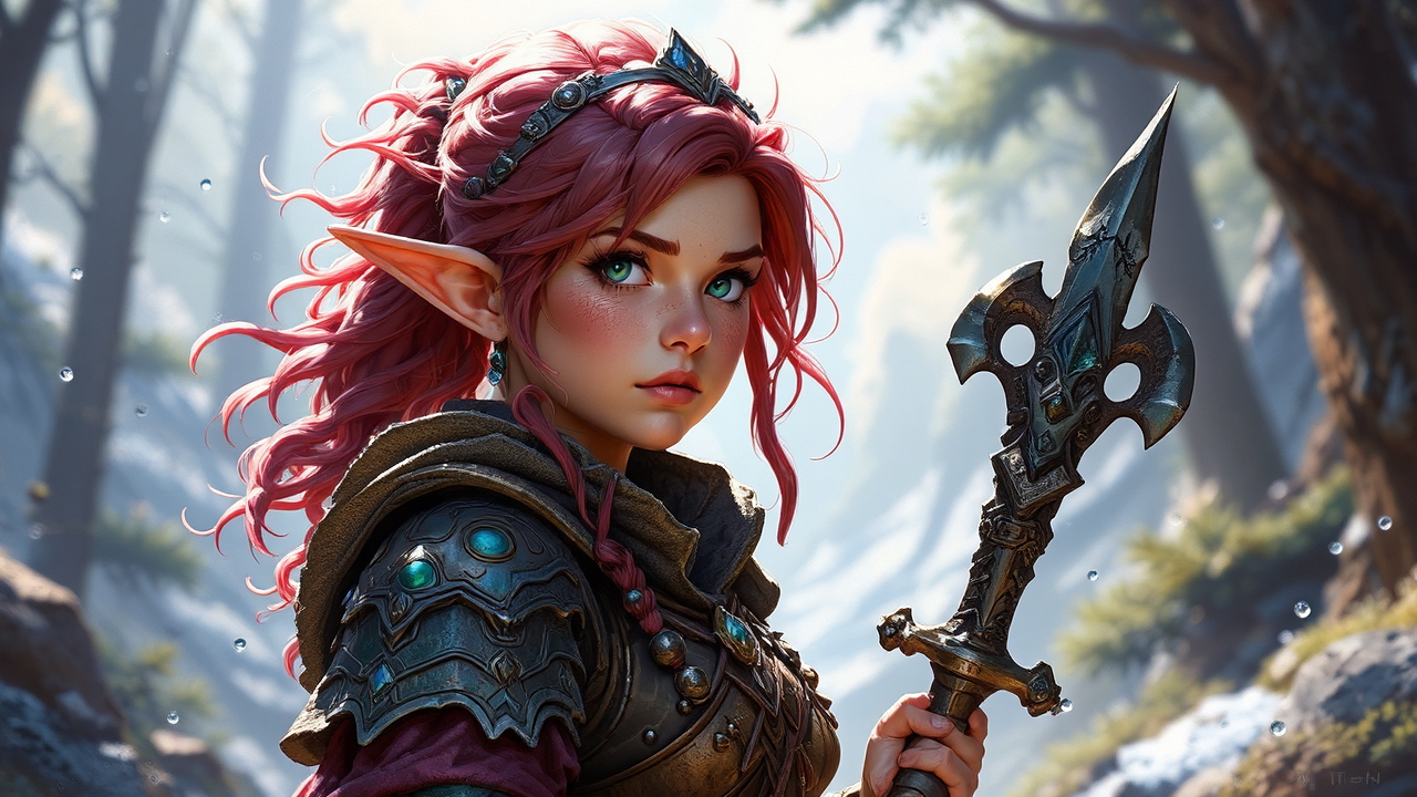 Female dwarf with sword