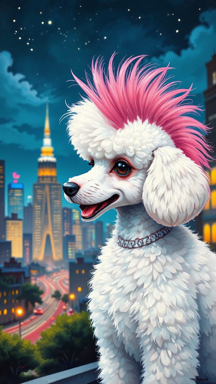 Cute white poodle in