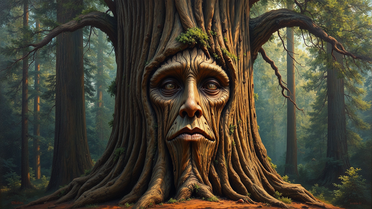 Ancient redwood tree with