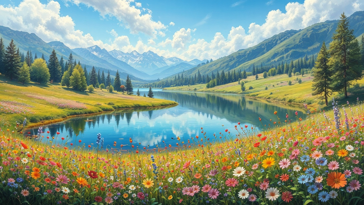Colorful meadow by a