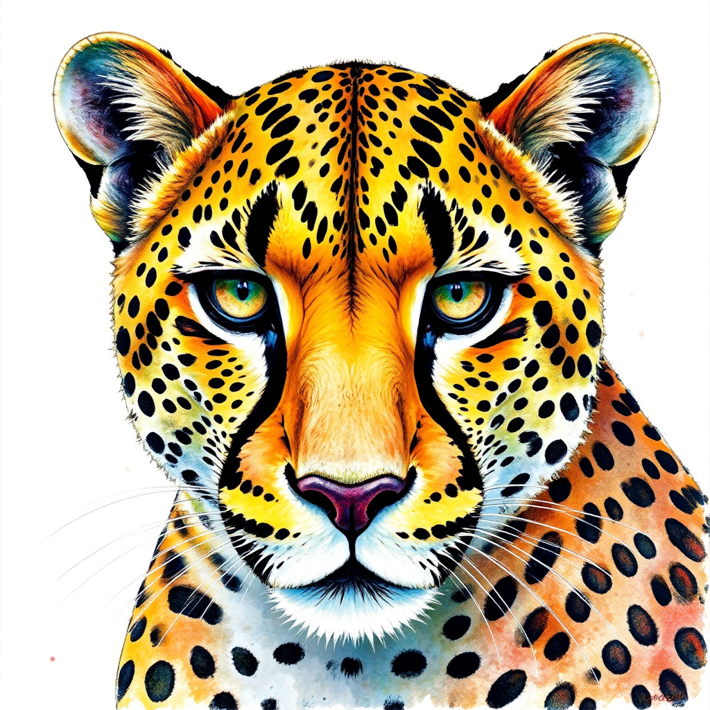 Colorful cheetah's face with