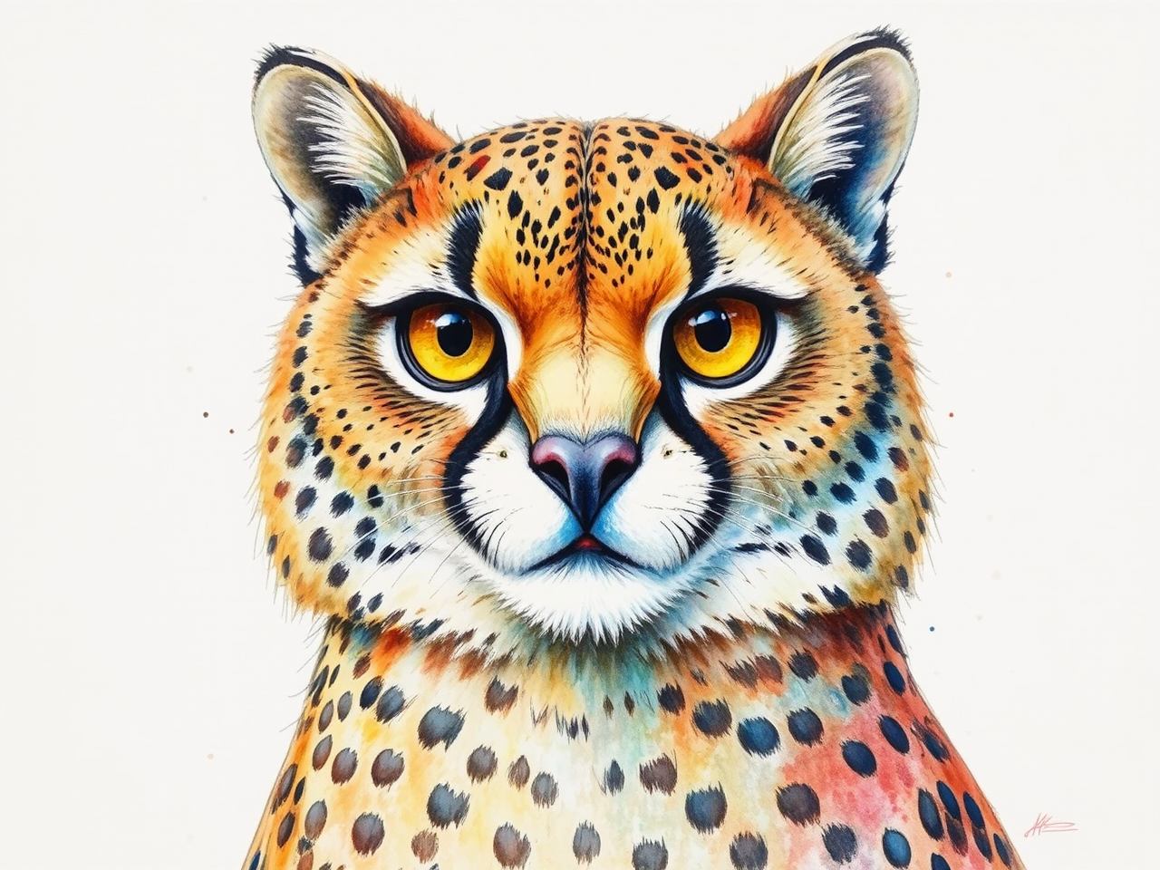 Owl with cheetah-like facial