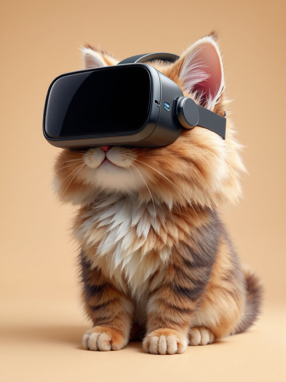 Fluffy cat in VR
