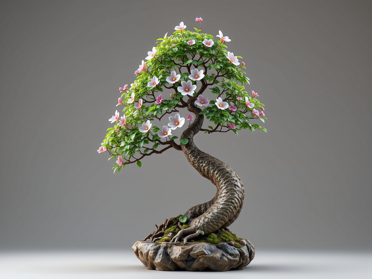 Bonsai tree with dragon-shaped