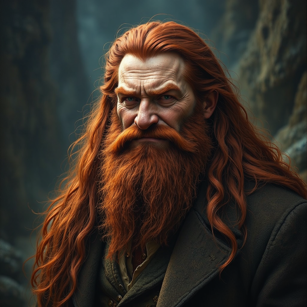 A muscular, bearded man